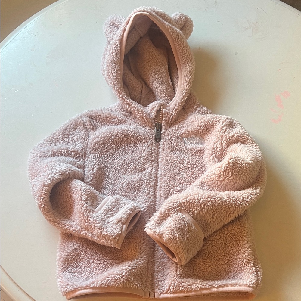 The North Face Light Pink Teddy Fleece Hooded Jacket with Ear Detail 18-24 mo